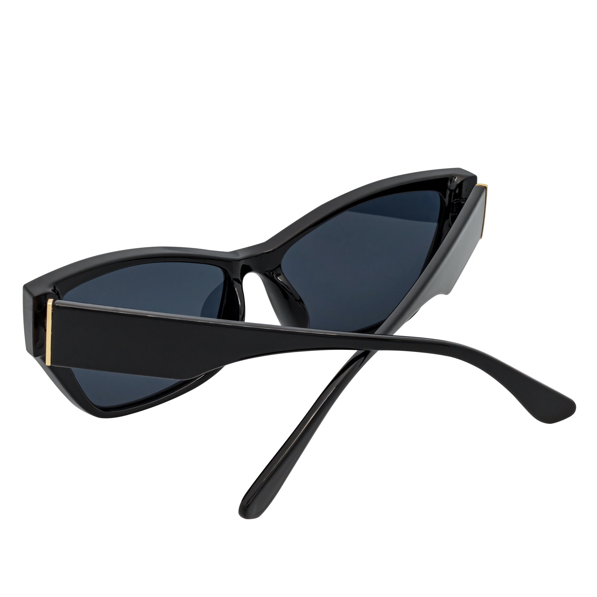 BIJOU - Modern Flat Temple Cat Eye Black Sunglasses Smoke Lens