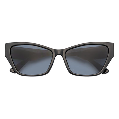BIJOU - Modern Flat Temple Cat Eye Black Sunglasses Smoke Lens