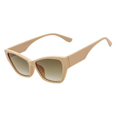 BIJOU - Modern Flat Temple Cat Eye Creme Sunglasses Amber Fade Lens