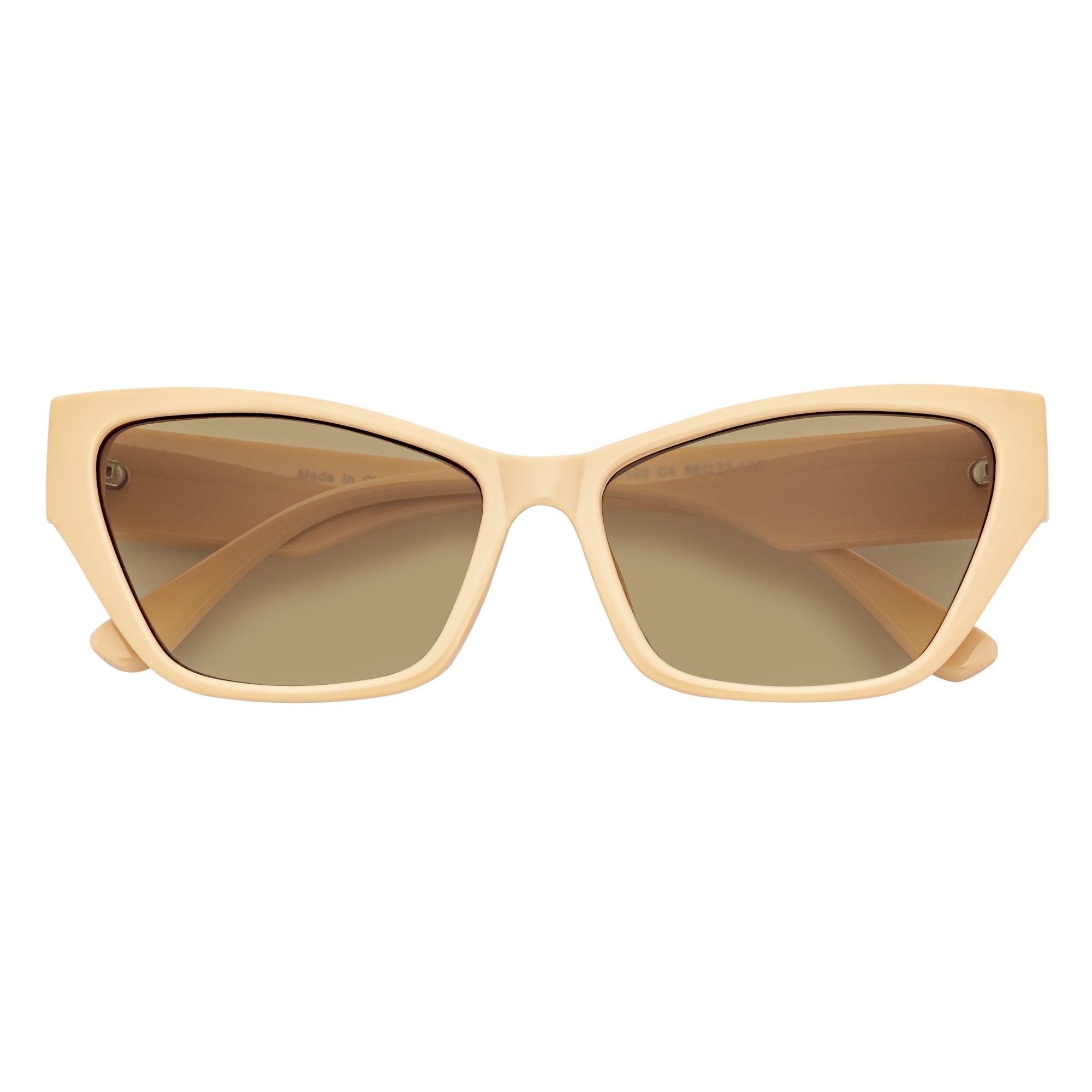 BIJOU - Modern Flat Temple Cat Eye Creme Sunglasses Amber Fade Lens