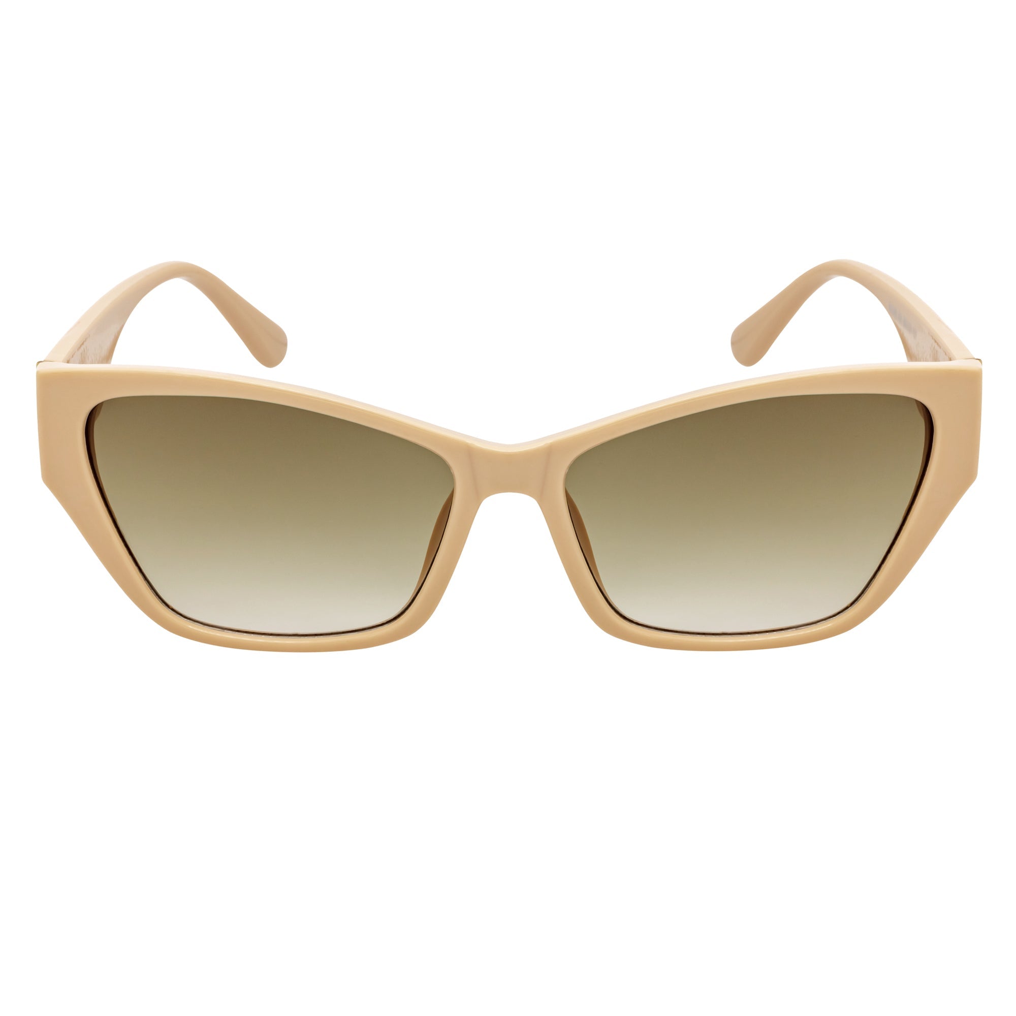 BIJOU - Modern Flat Temple Cat Eye Creme Sunglasses Amber Fade Lens