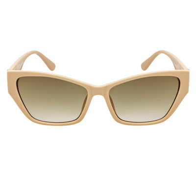 BIJOU - Modern Flat Temple Cat Eye Creme Sunglasses Amber Fade Lens