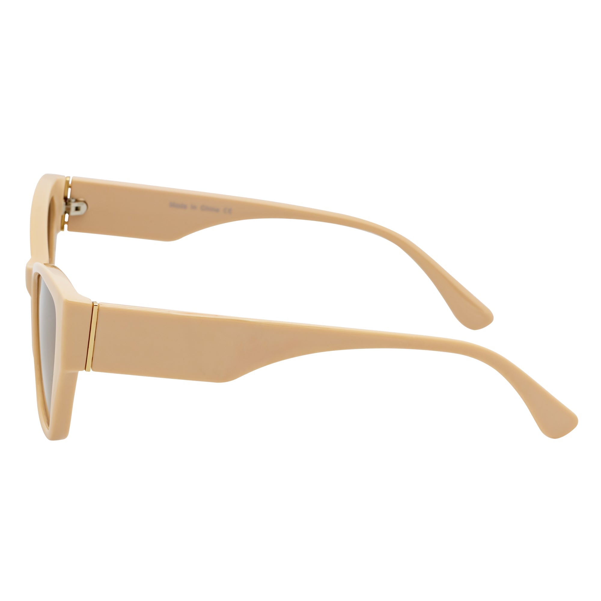 BIJOU - Modern Flat Temple Cat Eye Creme Sunglasses Amber Fade Lens