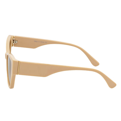 BIJOU - Modern Flat Temple Cat Eye Creme Sunglasses Amber Fade Lens