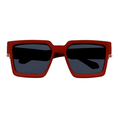 BILLIONAIRE - Large Square High Fashion Square Sunglasses Red - Gold Smoke Tint