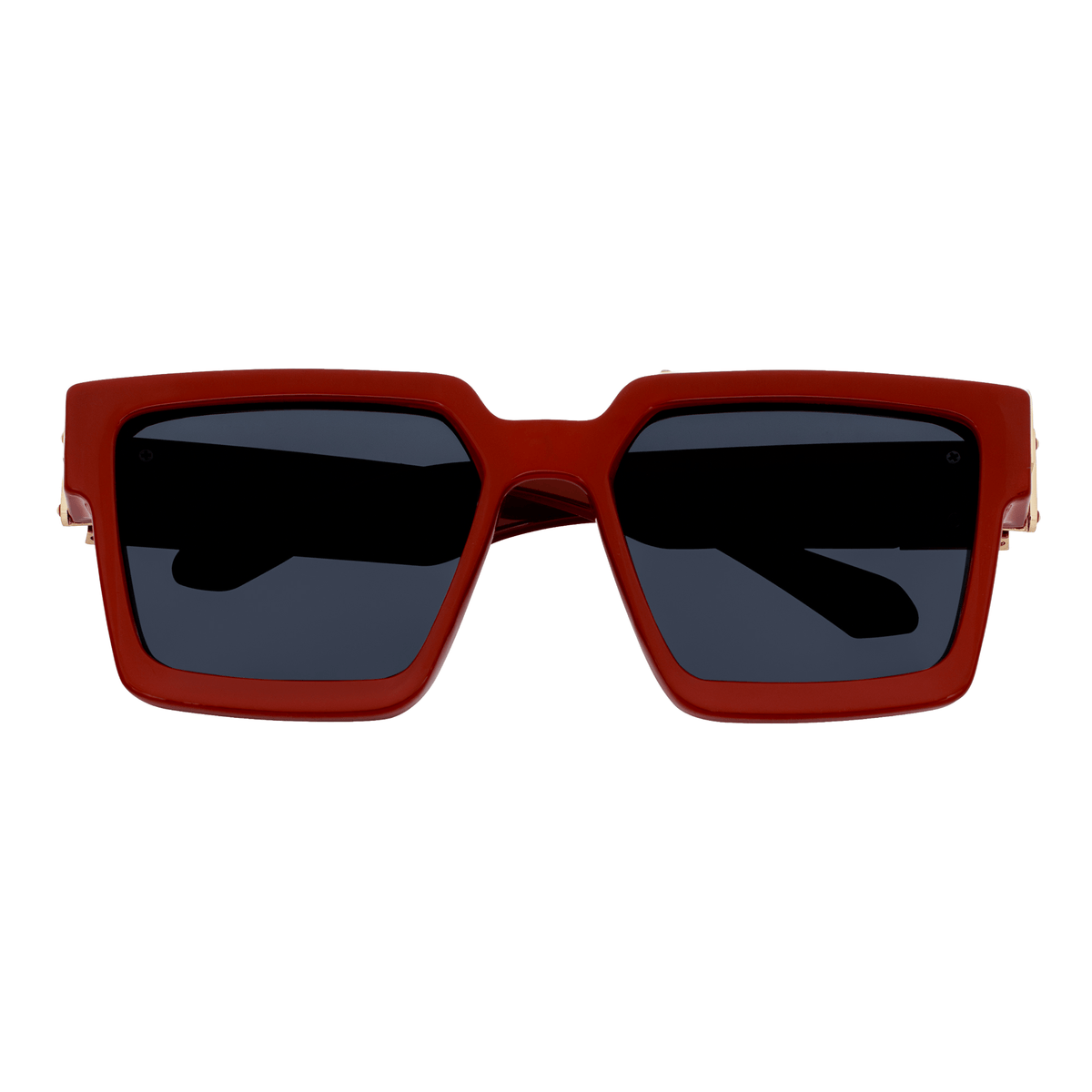 BILLIONAIRE - Large Square High Fashion Square Sunglasses Red - Gold Smoke Tint