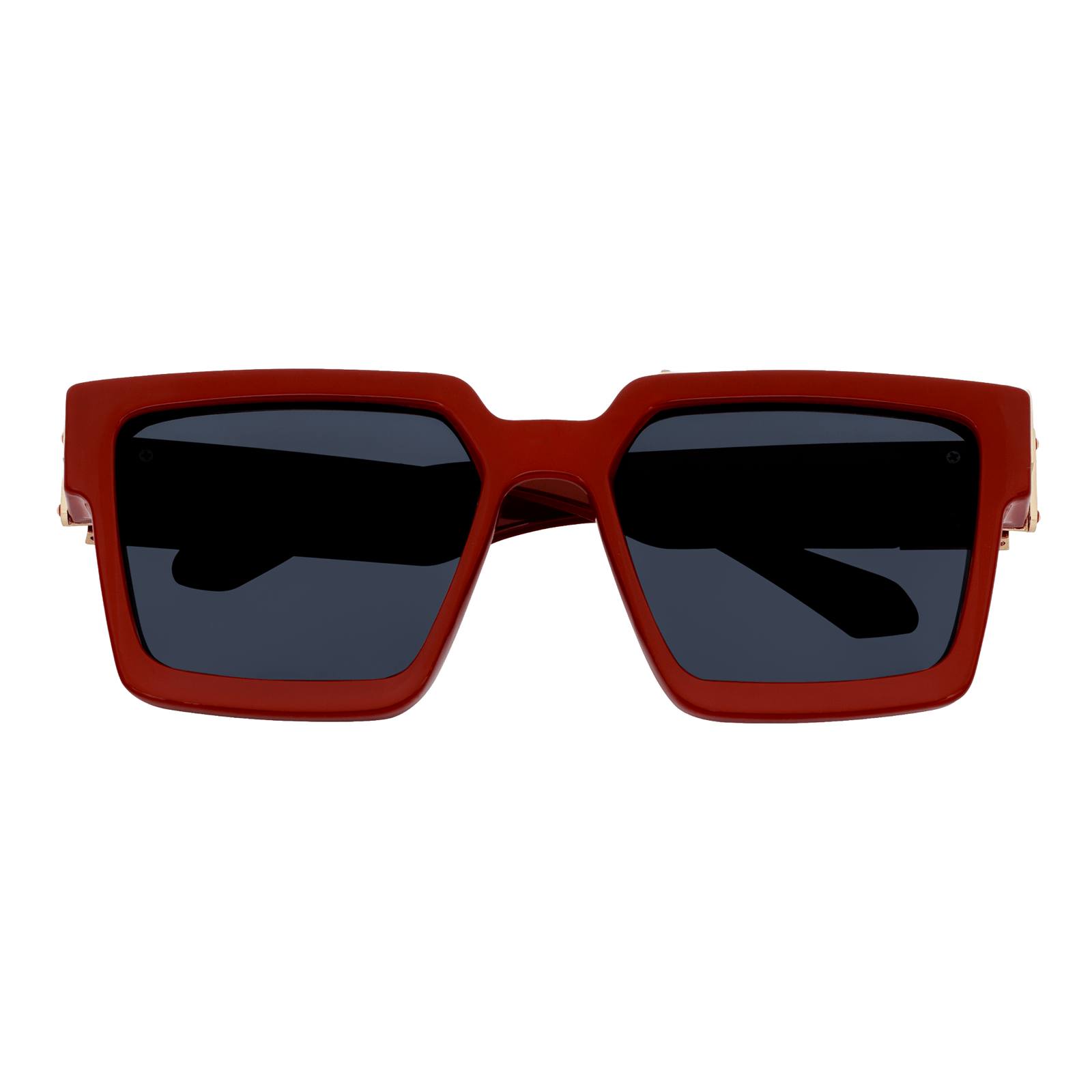 BILLIONAIRE - Large Square High Fashion Square Sunglasses Red - Gold Smoke Tint