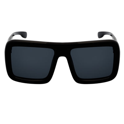 BLOQUE - Oversized Thick Flat Top Square Sunglasses Black Smoke
