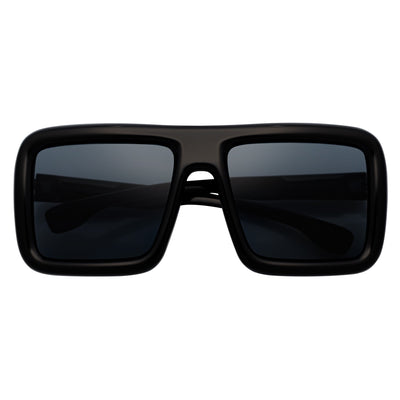 BLOQUE - Oversized Thick Flat Top Square Sunglasses Black Smoke