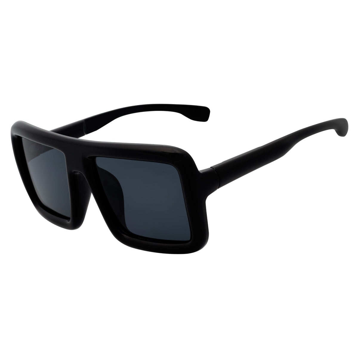 BLOQUE - Oversized Thick Flat Top Square Sunglasses Black Smoke