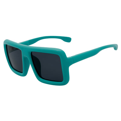 BLOQUE - Oversized Thick Flat Top Square Sunglasses Green Smoke