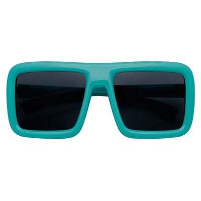 BLOQUE - Oversized Thick Flat Top Square Sunglasses Green Smoke