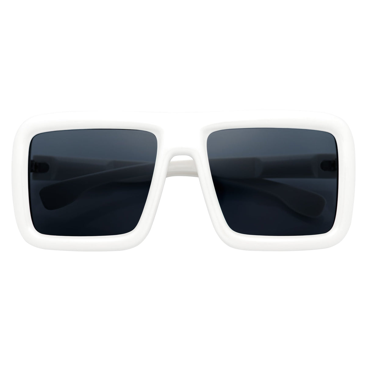 BLOQUE - Oversized Thick Flat Top Square Sunglasses White Smoke