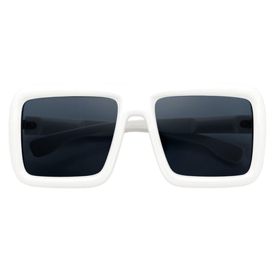 BLOQUE - Oversized Thick Flat Top Square Sunglasses White Smoke