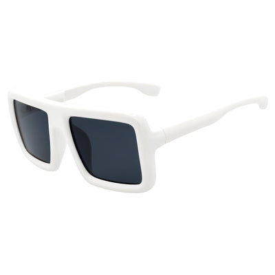 BLOQUE - Oversized Thick Flat Top Square Sunglasses White Smoke