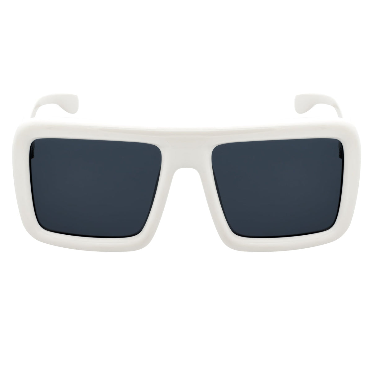 BLOQUE - Oversized Thick Flat Top Square Sunglasses White Smoke