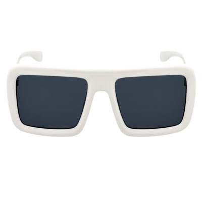 BLOQUE - Oversized Thick Flat Top Square Sunglasses White Smoke
