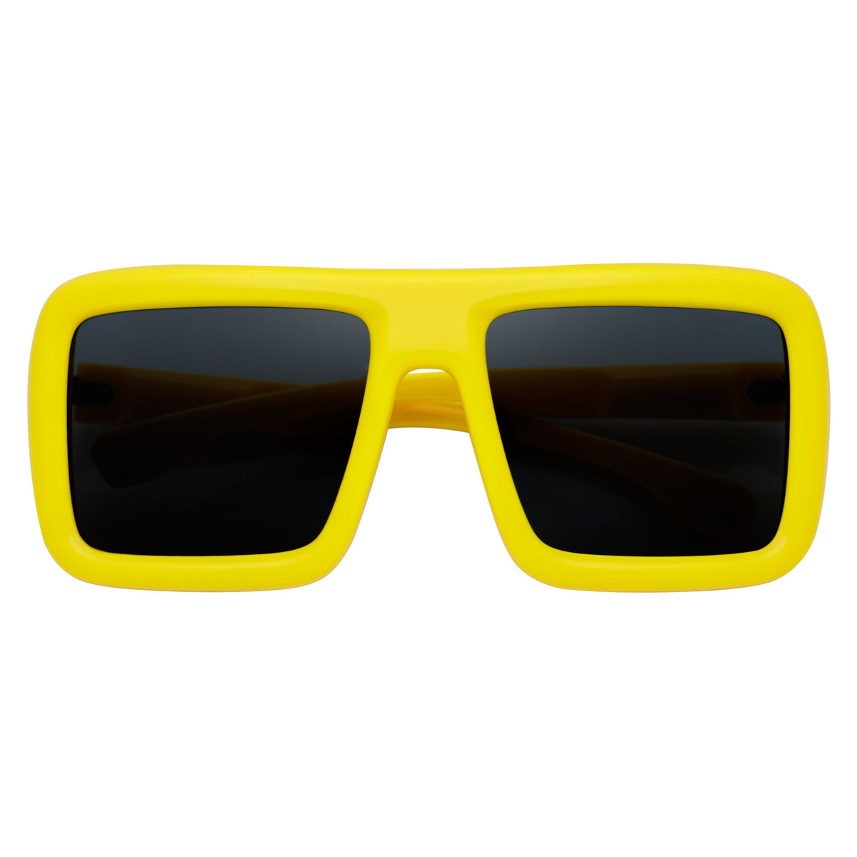 BLOQUE - Oversized Thick Flat Top Square Sunglasses Yellow Smoke