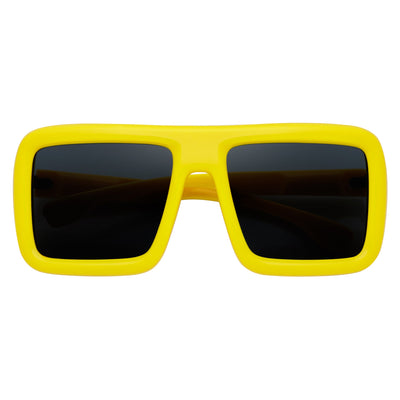 BLOQUE - Oversized Thick Flat Top Square Sunglasses Yellow Smoke