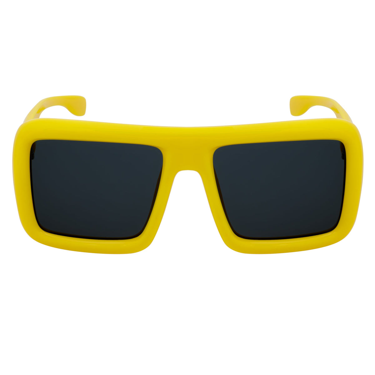 BLOQUE - Oversized Thick Flat Top Square Sunglasses Yellow Smoke