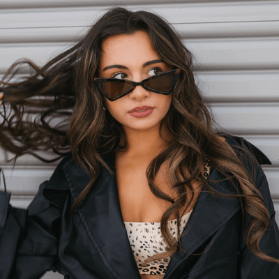 BOWTIE - Triangle Pointed 1990s Small Cat Eye Sunglasses Tortoise Brown Lens