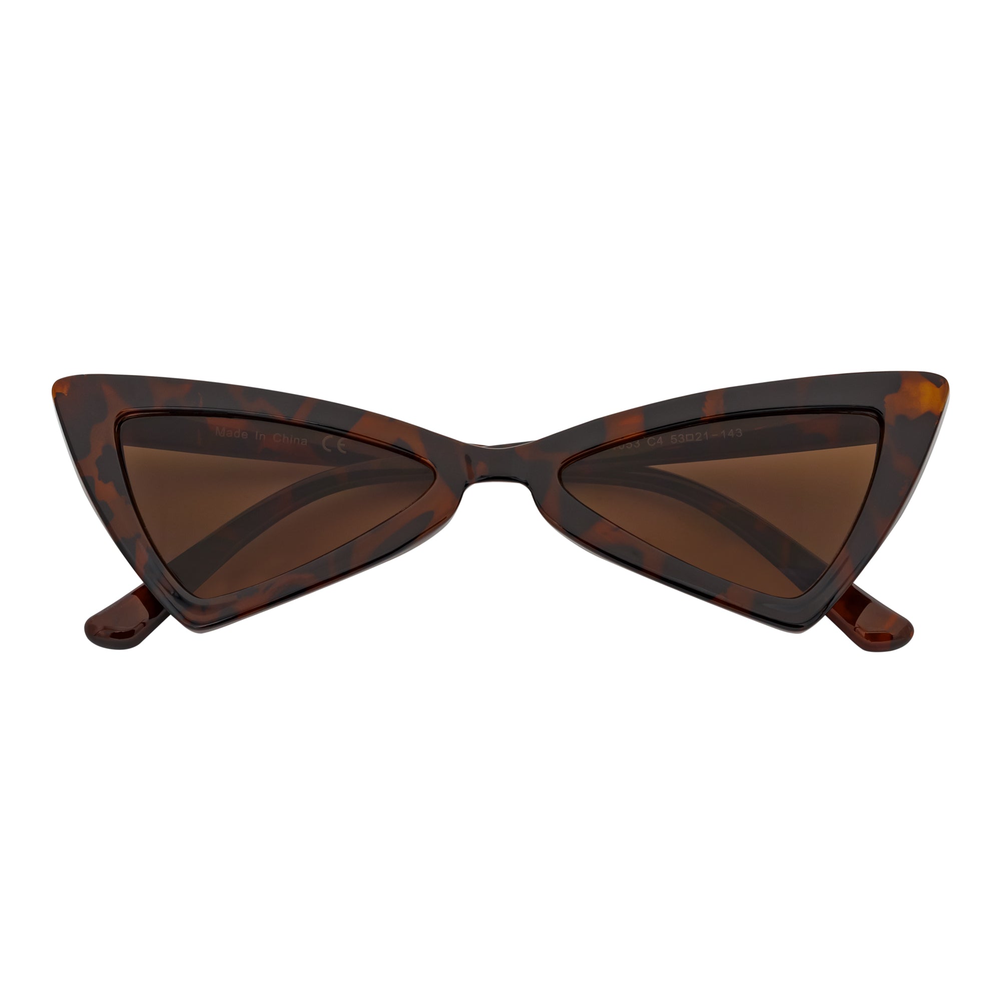 BOWTIE - Triangle Pointed 1990s Small Cat Eye Sunglasses Tortoise Brown Lens