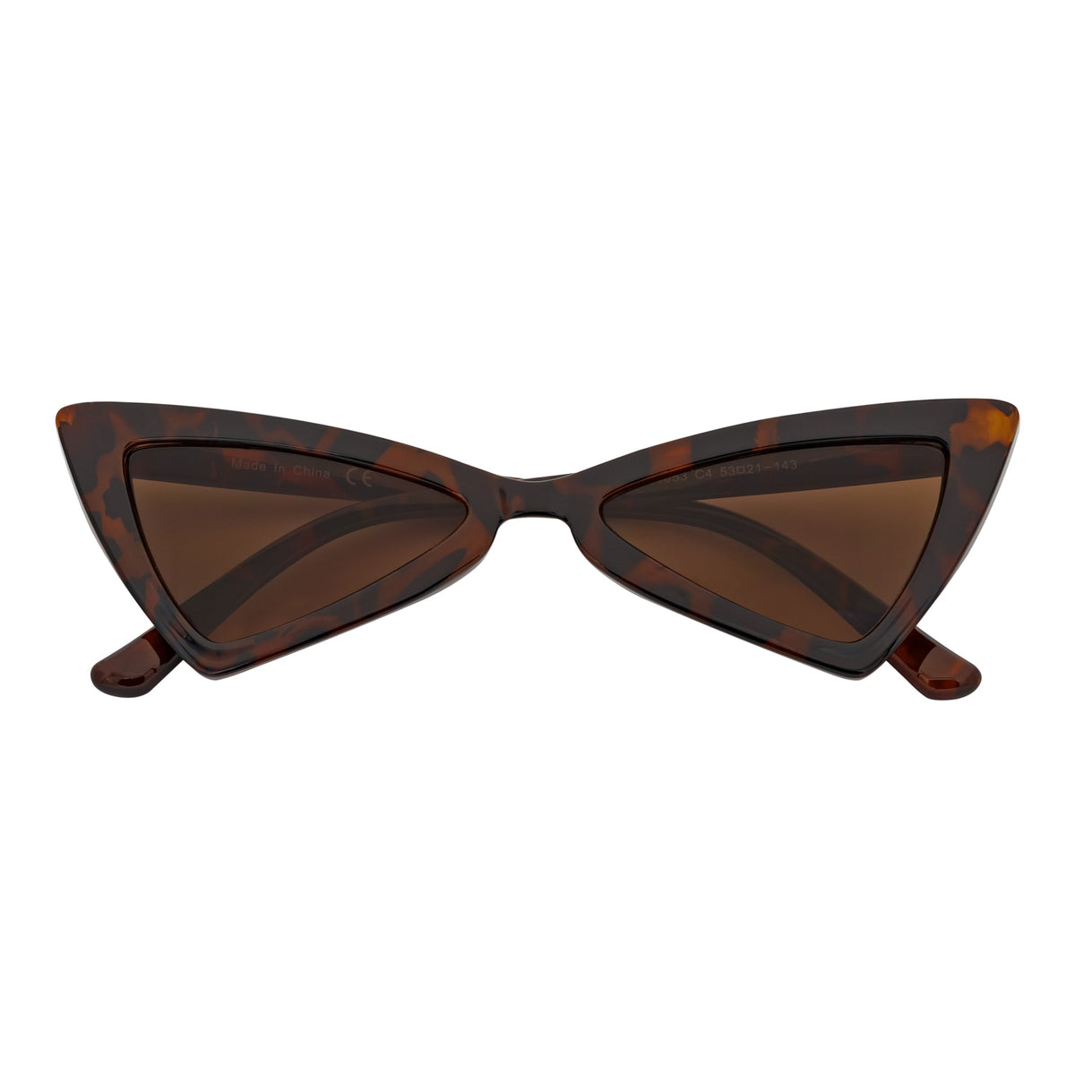 BOWTIE - Triangle Pointed 1990s Small Cat Eye Sunglasses Tortoise Brown Lens