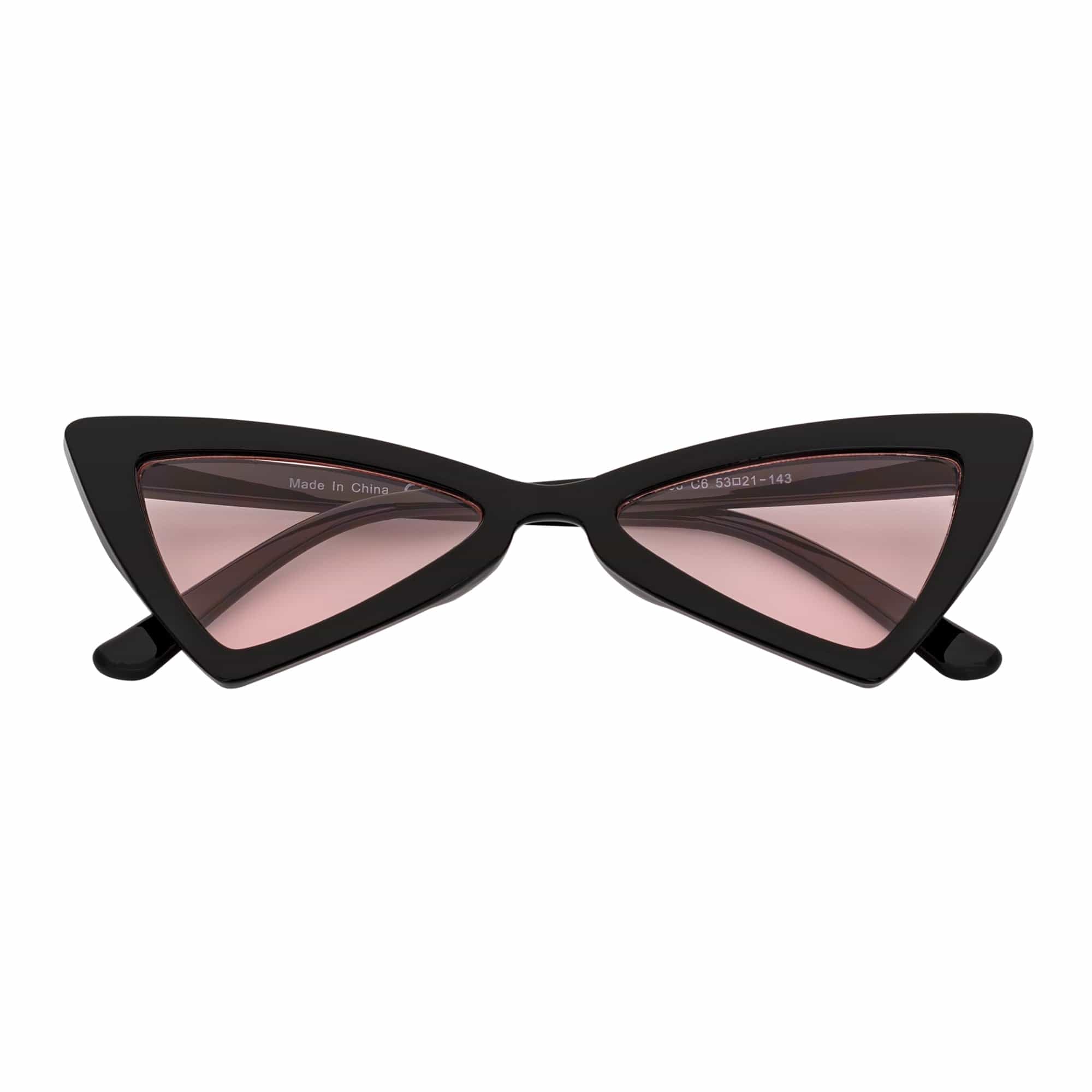 BOWTIE - Triangle Pointed 90s Fashion Small Cat Eye Sunglasses Black Pink Lens