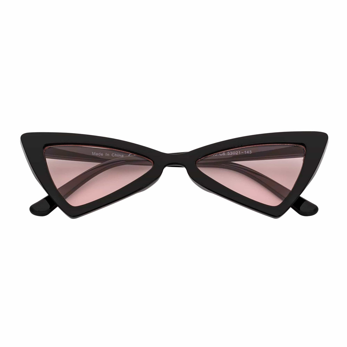 BOWTIE - Triangle Pointed 90s Fashion Small Cat Eye Sunglasses Black Pink Lens