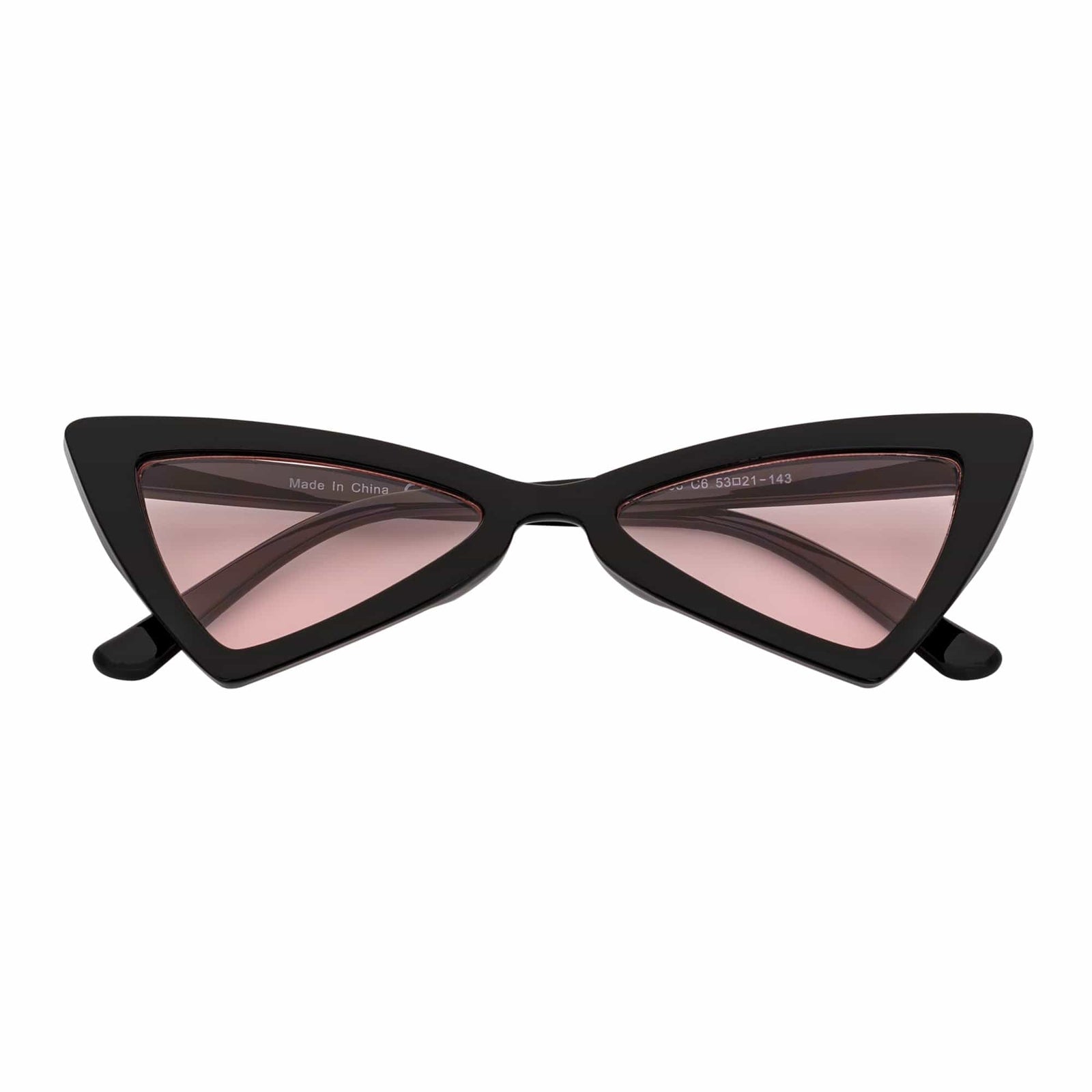 BOWTIE - Triangle Pointed 90s Fashion Small Cat Eye Sunglasses Black Pink Lens
