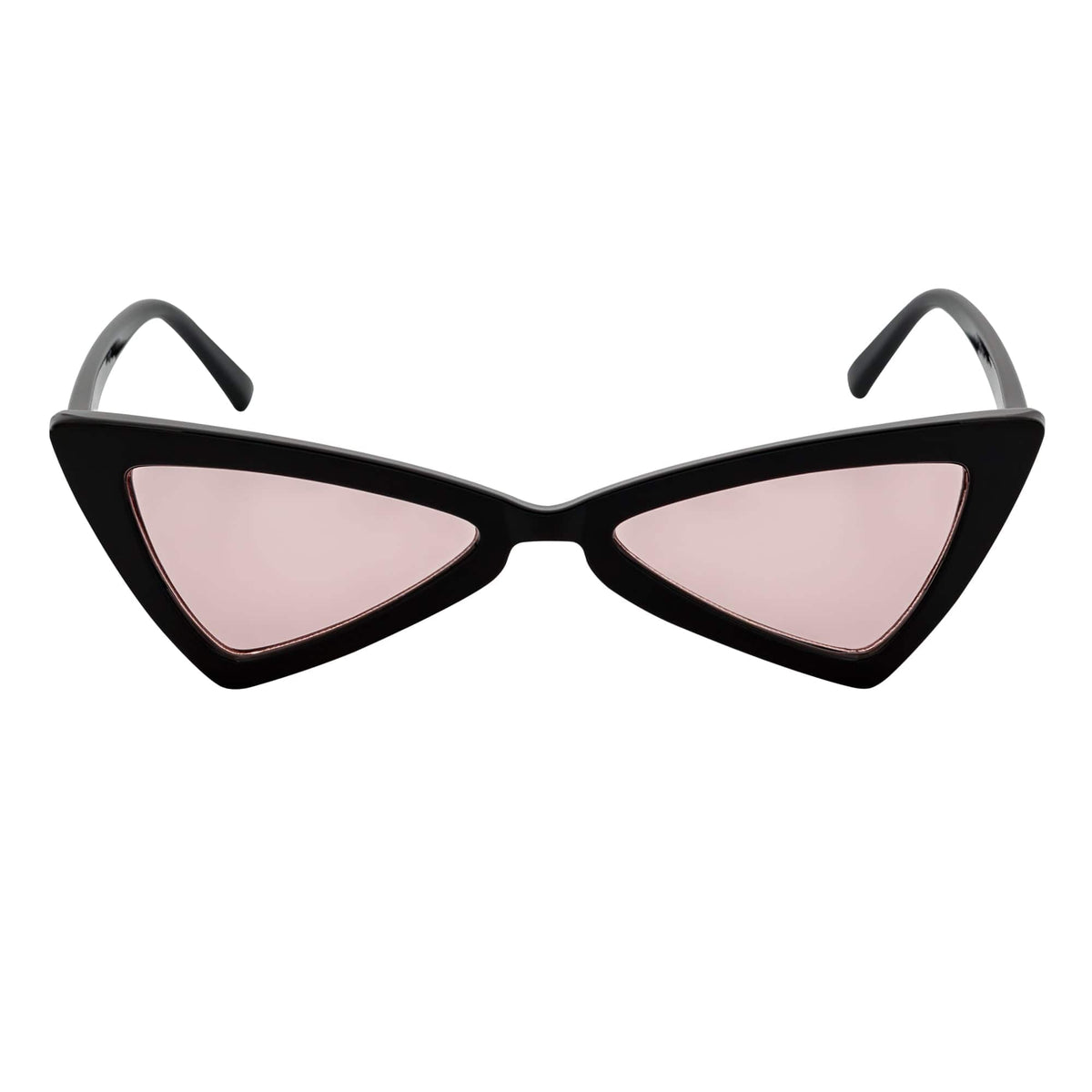BOWTIE - Triangle Pointed 90s Fashion Small Cat Eye Sunglasses Black Pink Lens