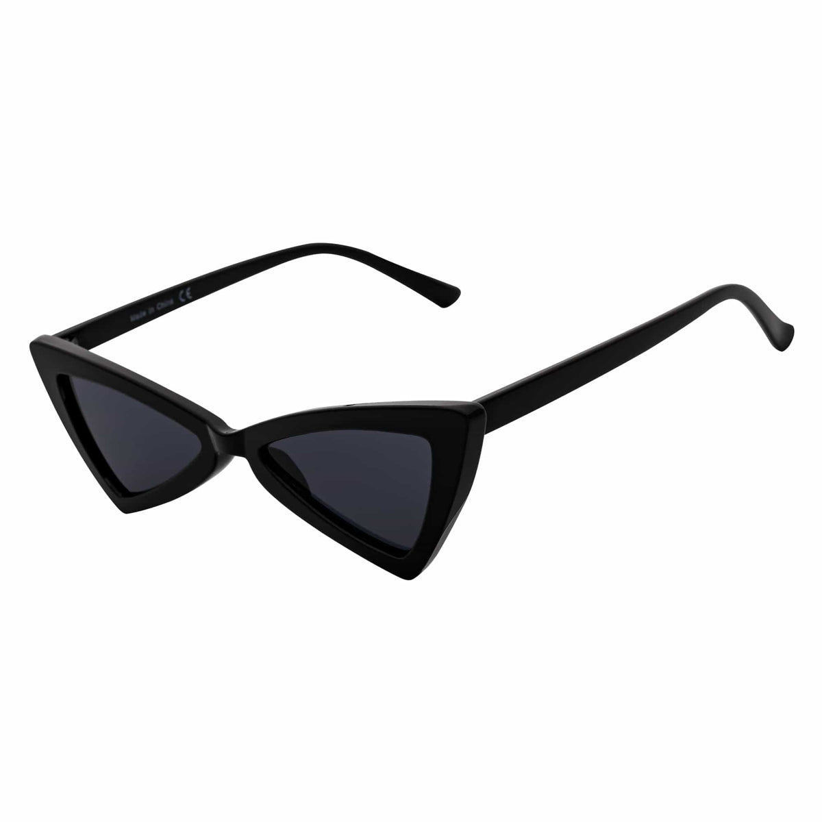 BOWTIE - Triangle Pointed 90s Fashion Small Cat Eye Sunglasses Black Smoke Lens - MorspecsM1102 - 1