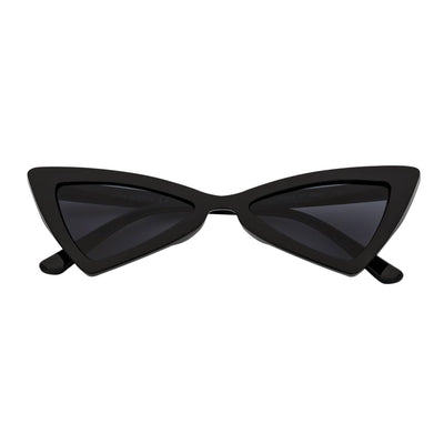 BOWTIE - Triangle Pointed 90s Fashion Small Cat Eye Sunglasses Black Smoke Lens