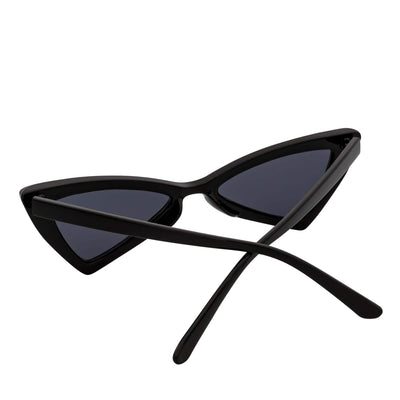 BOWTIE - Triangle Pointed 90s Fashion Small Cat Eye Sunglasses Black Smoke Lens