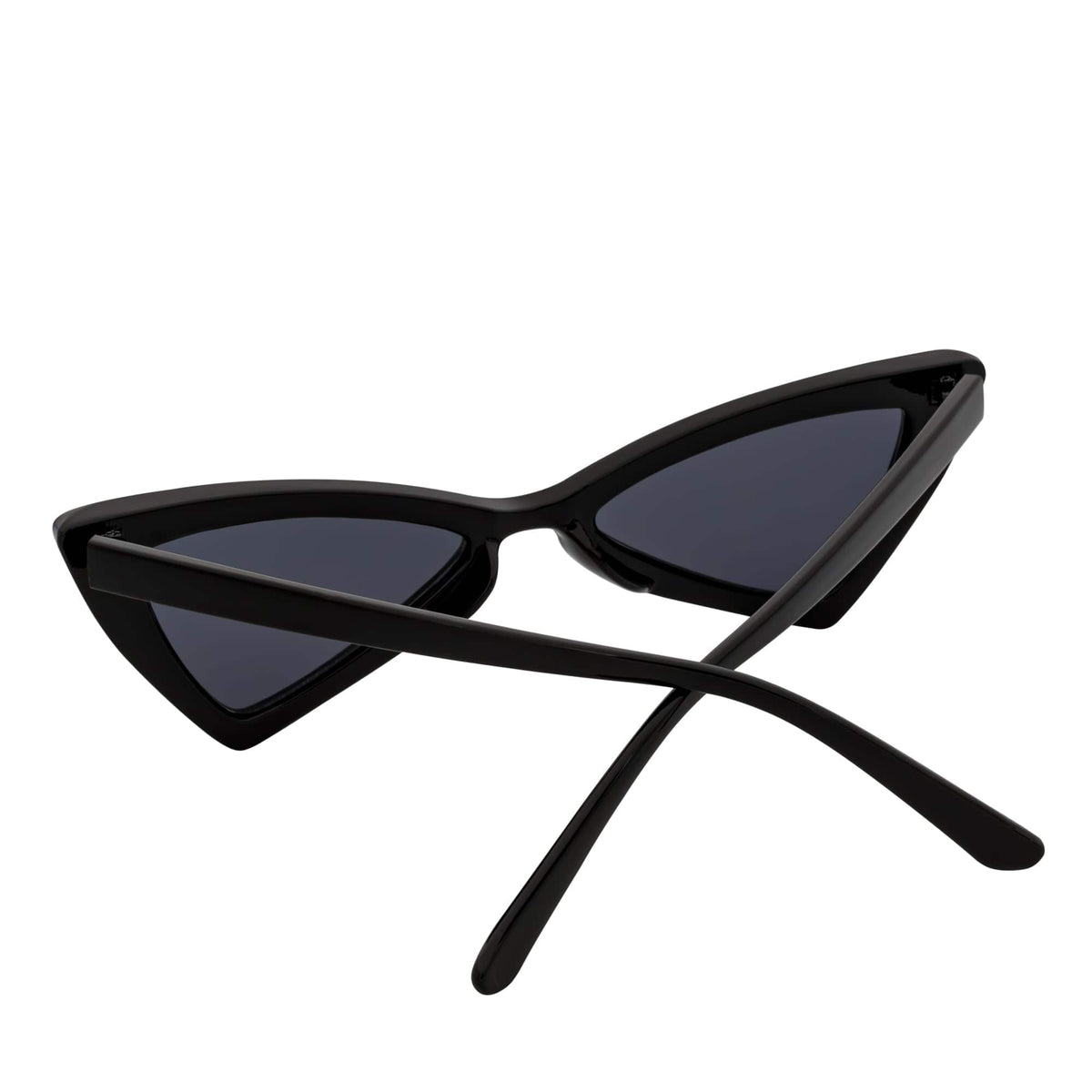 BOWTIE - Triangle Pointed 90s Fashion Small Cat Eye Sunglasses Black Smoke Lens - MorspecsM1102 - 1