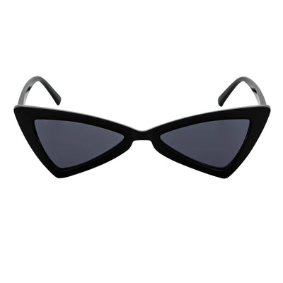 BOWTIE - Triangle Pointed 90s Fashion Small Cat Eye Sunglasses Black Smoke Lens