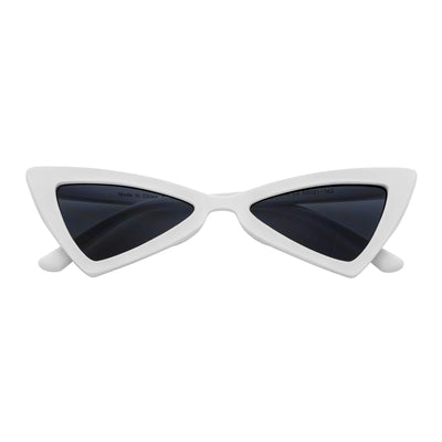 BOWTIE - Triangle Pointed 90s Fashion Small Cat Eye Sunglasses White Smoke - MorspecsM1102-2