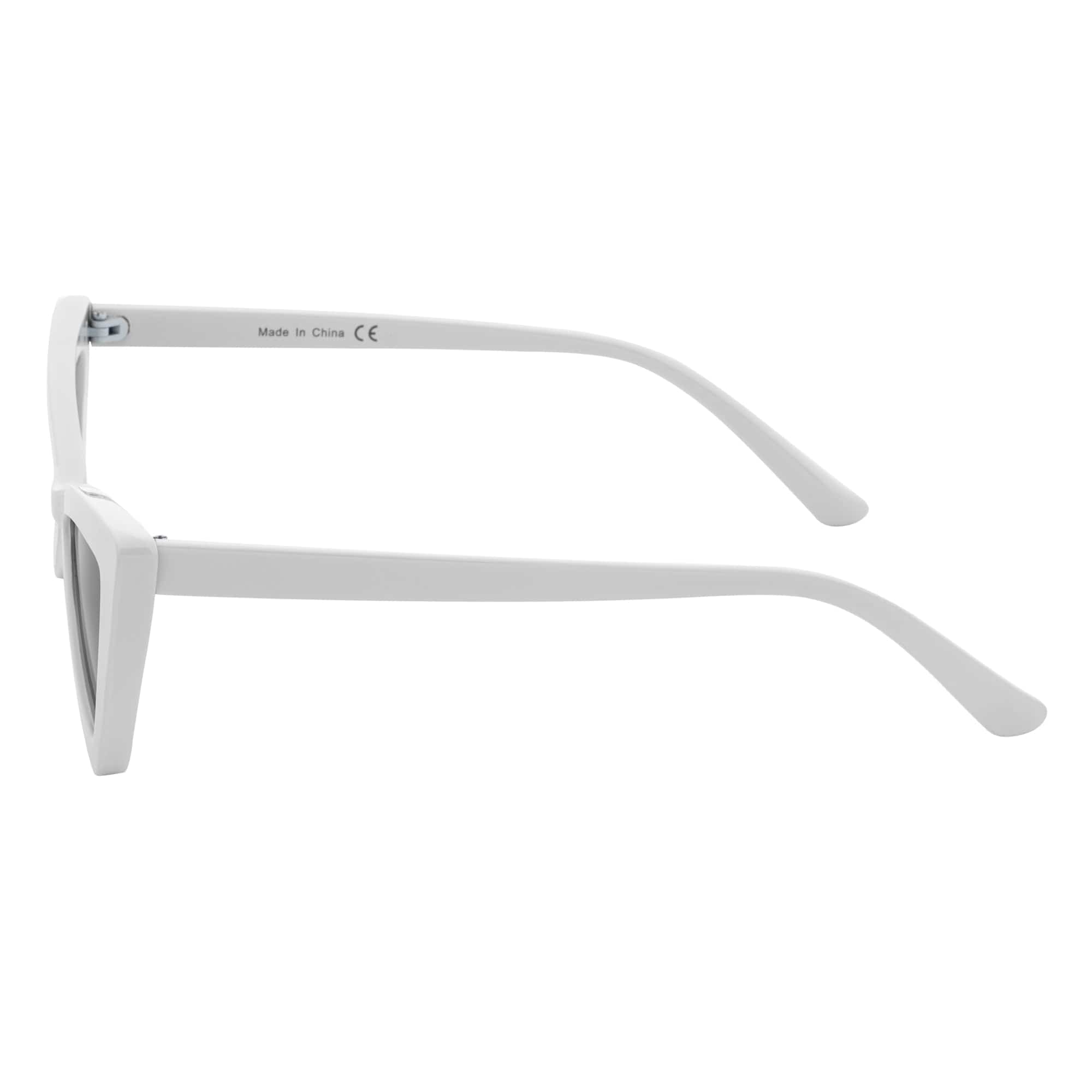 BOWTIE - Triangle Pointed 90s Fashion Small Cat Eye Sunglasses White Smoke