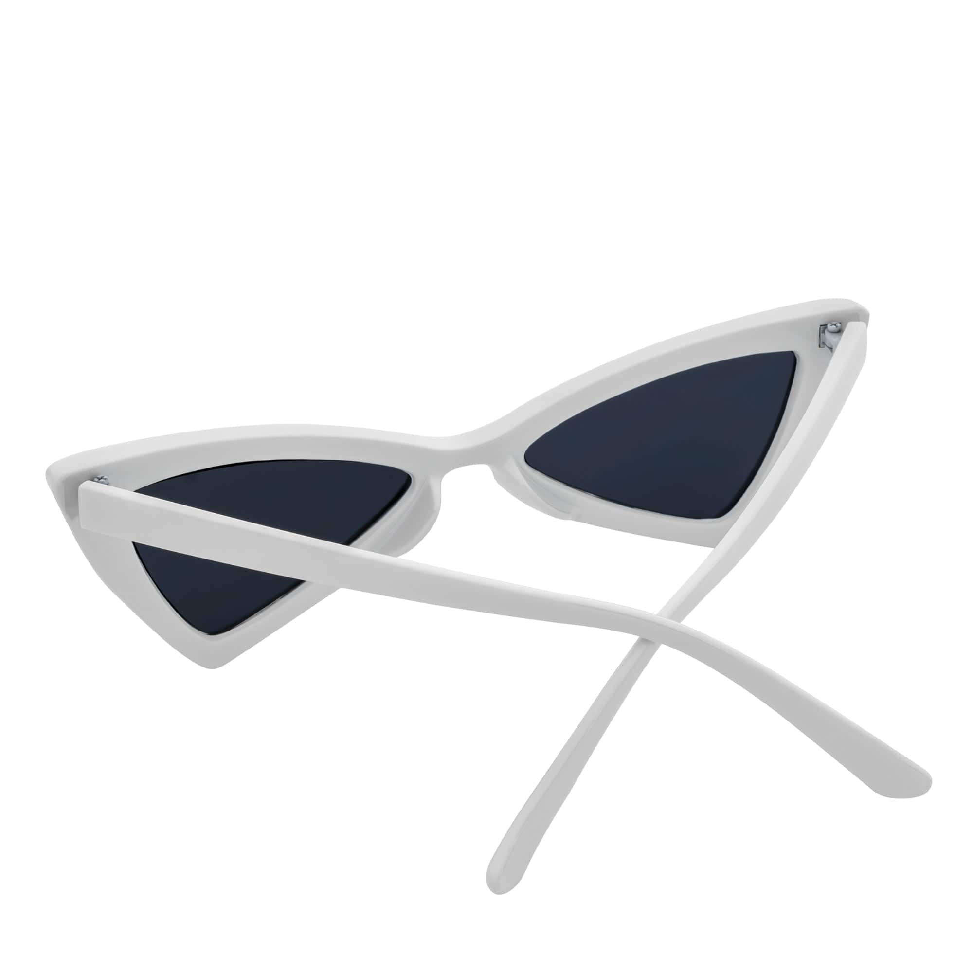 BOWTIE - Triangle Pointed 90s Fashion Small Cat Eye Sunglasses White Smoke - MorspecsM1102-2