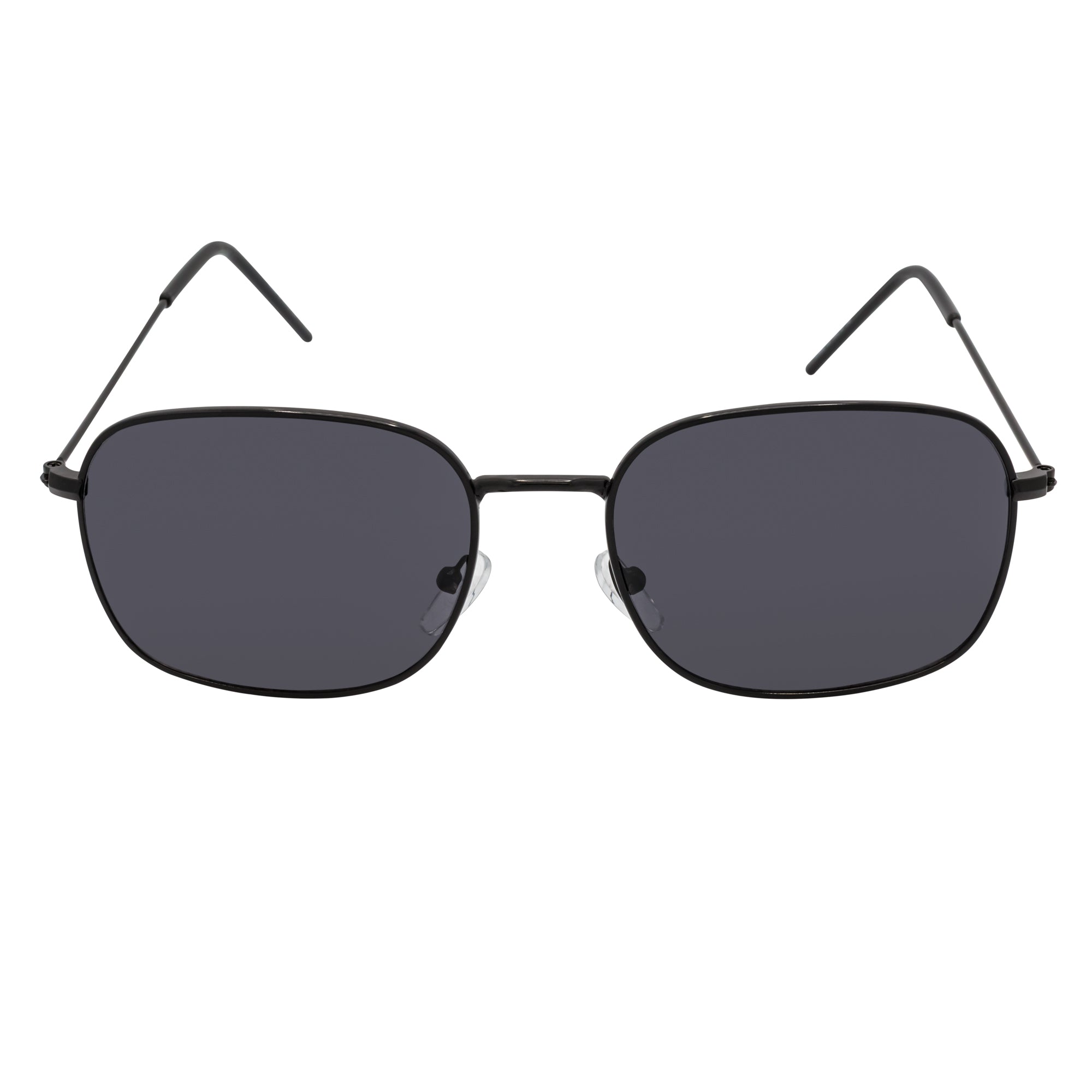 BRANDIN - Classic Square Thin Metal Sunglasses Black Smoke