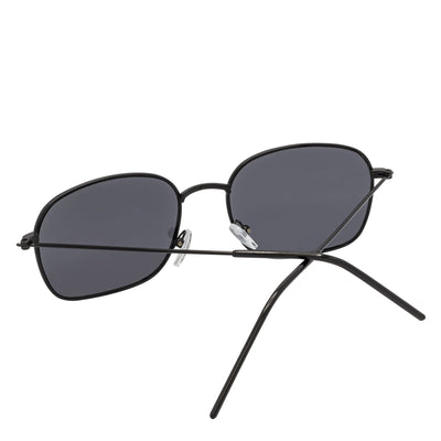 BRANDIN - Classic Square Thin Metal Sunglasses Black Smoke