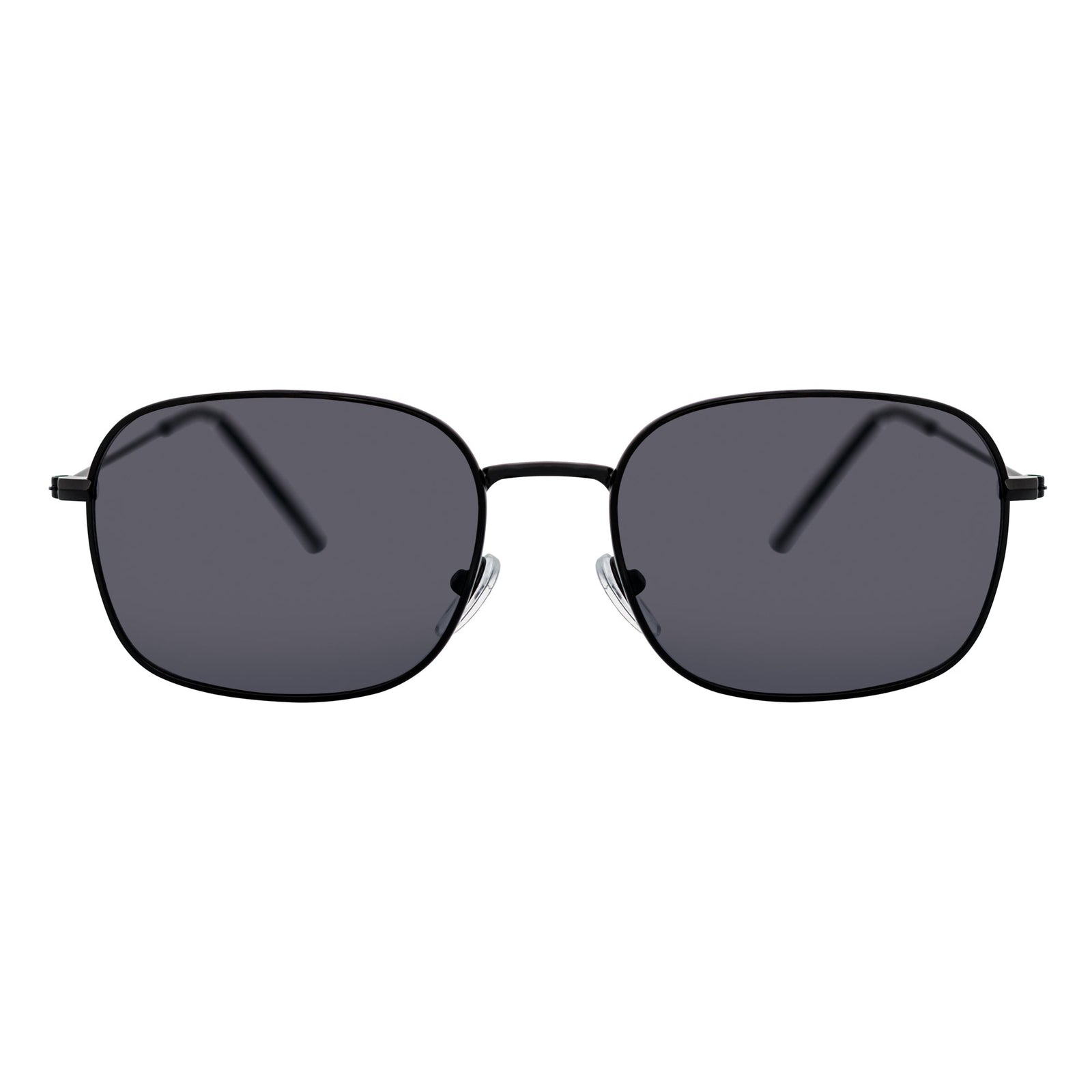 BRANDIN - Classic Square Thin Metal Sunglasses Black Smoke