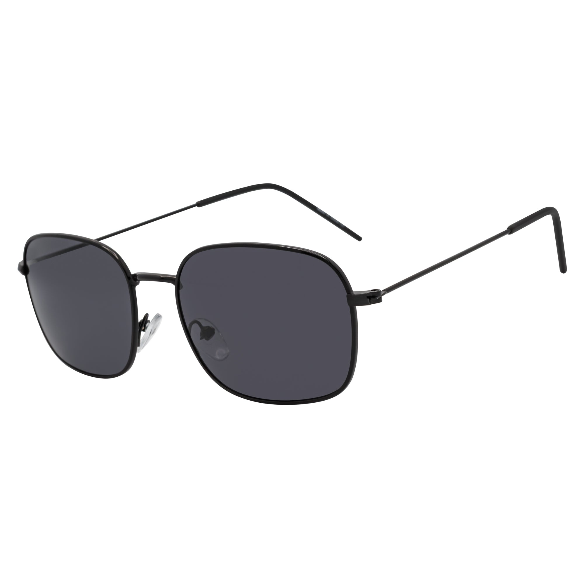 BRANDIN - Classic Square Thin Metal Sunglasses Black Smoke