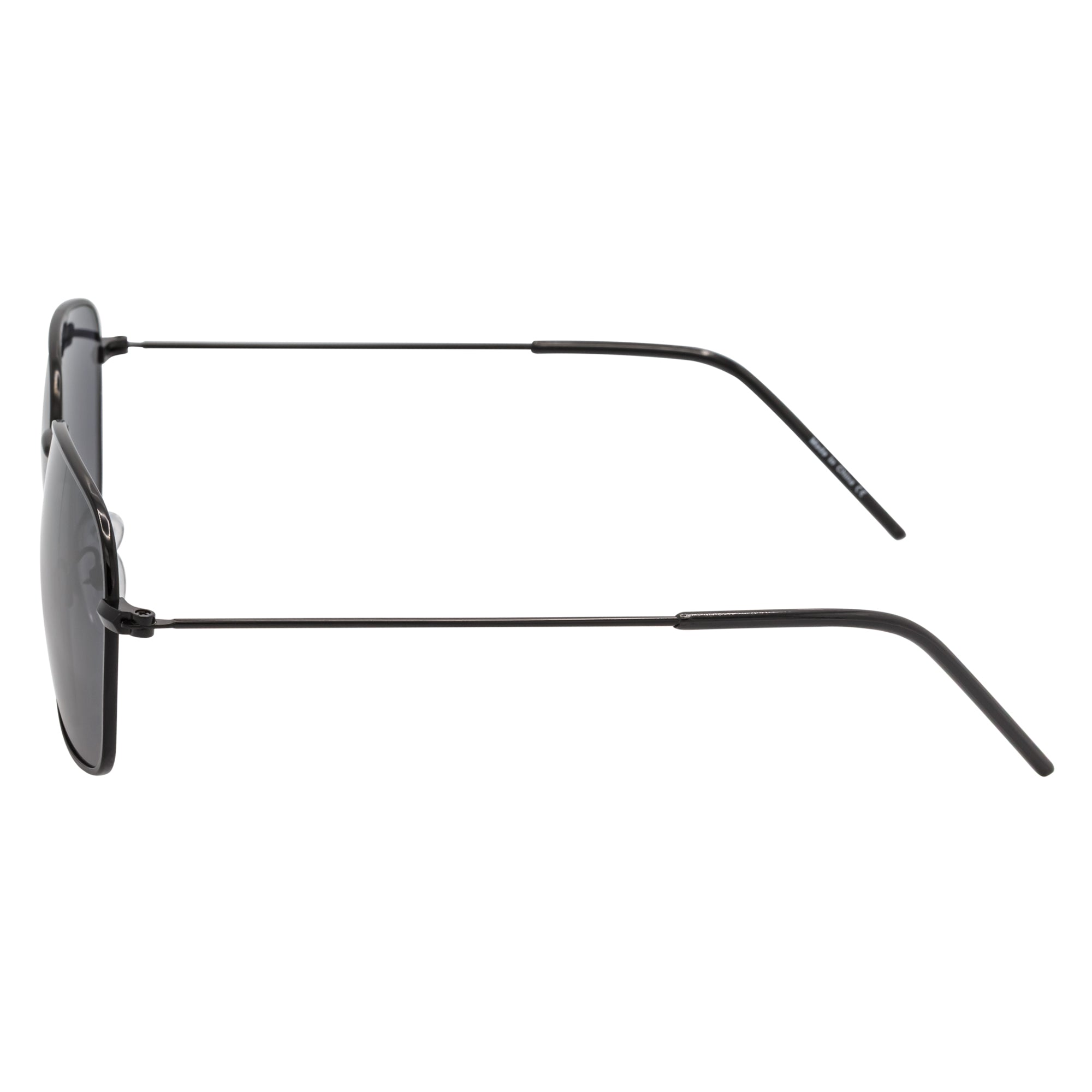 BRANDIN - Classic Square Thin Metal Sunglasses Black Smoke