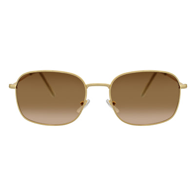 BRANDIN - Classic Square Thin Metal Sunglasses Gold Amber Fade Lens