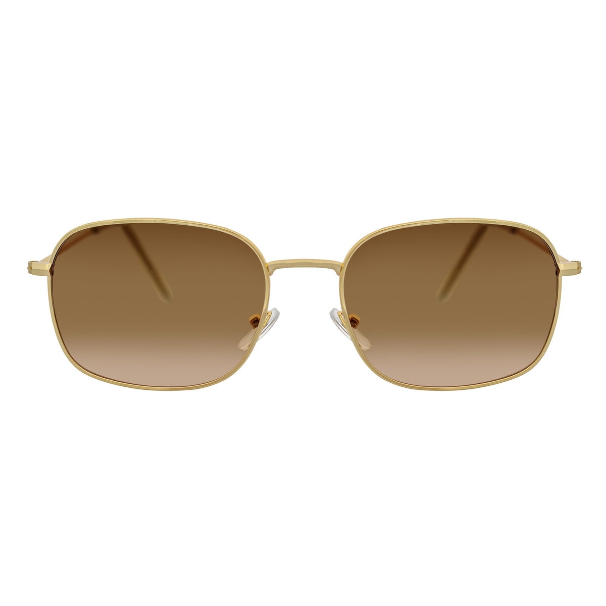BRANDIN - Classic Square Thin Metal Sunglasses Gold Amber Fade Lens