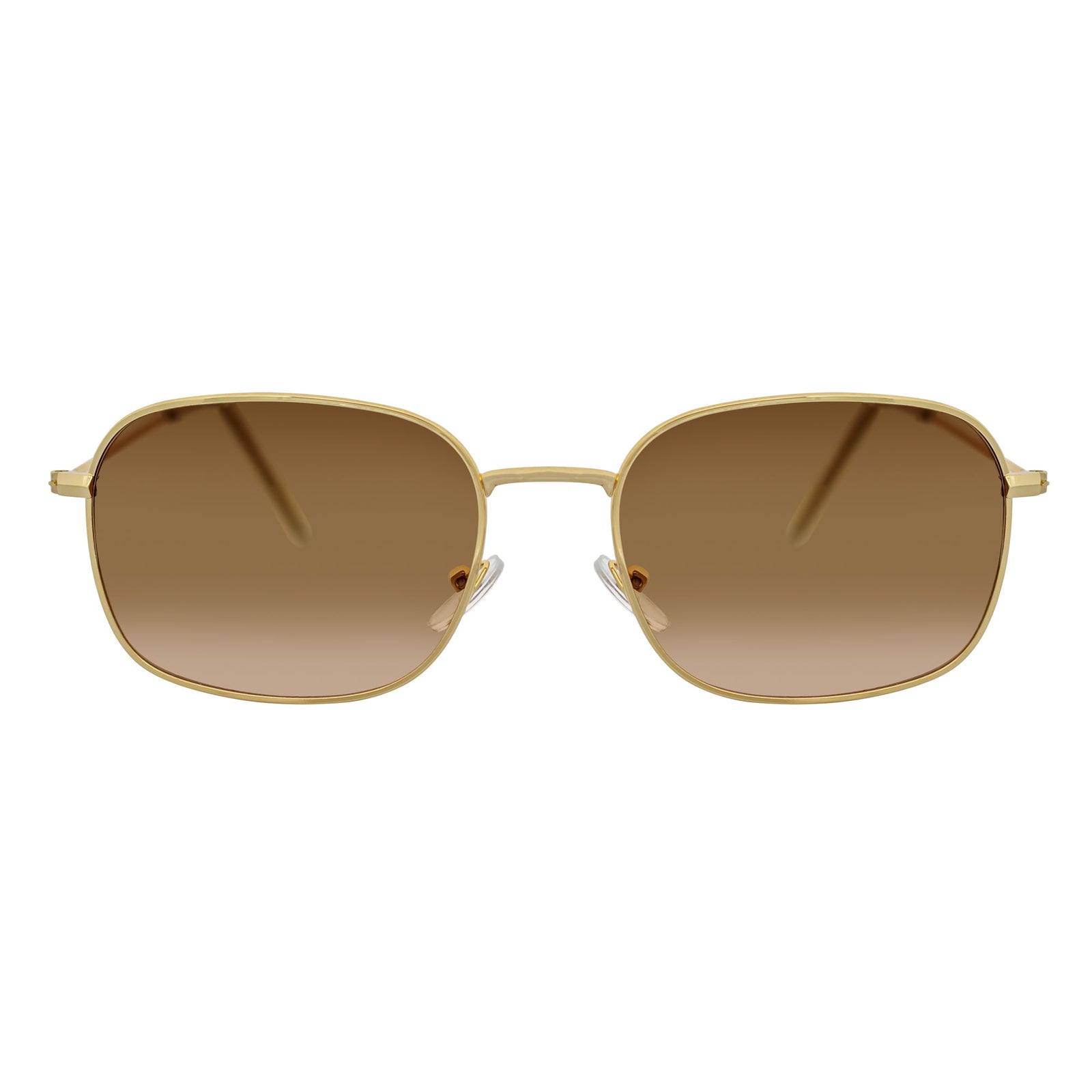 BRANDIN - Classic Square Thin Metal Sunglasses Gold Amber Fade Lens