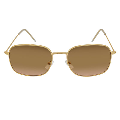 BRANDIN - Classic Square Thin Metal Sunglasses Gold Amber Fade Lens