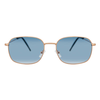 BRANDIN - Classic Square Thin Metal Sunglasses Gold Blue Fade