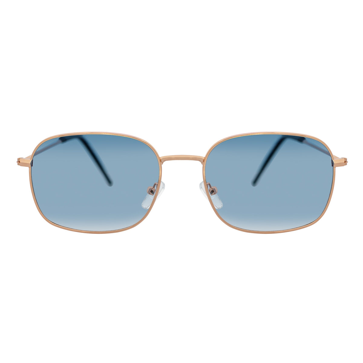 BRANDIN - Classic Square Thin Metal Sunglasses Gold Blue Fade